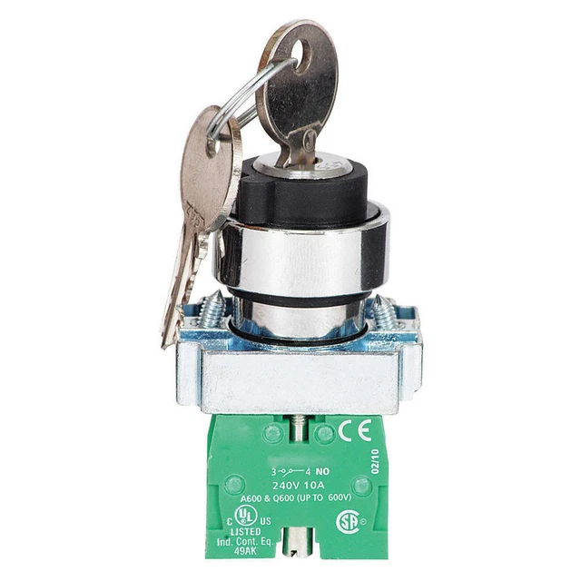 DAYTON 30G271 Selector Switch,2 Pos.,Keyed,22mm