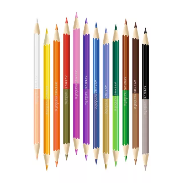 Avenue Mandarine - Tube de 12 crayons de couleur double pointes