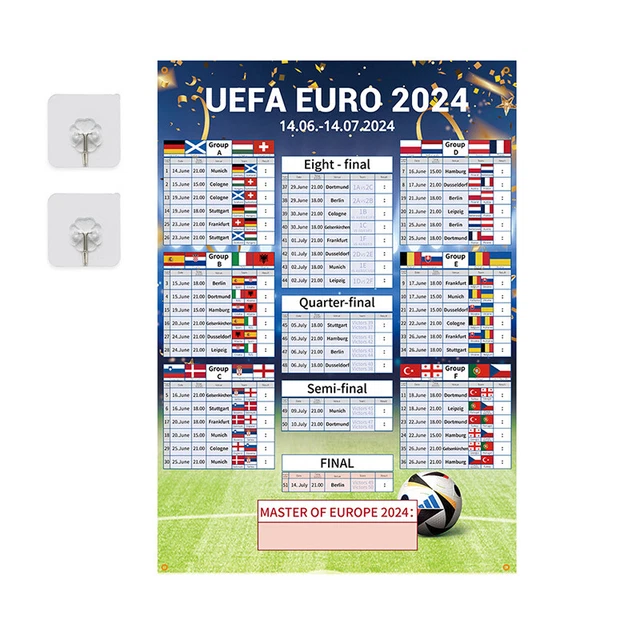 2024 EURO SOCCER Wall Chart Schedule Bracket Poster Germany Euro Soccer