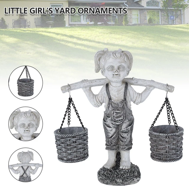 Blume Little Girl Skulpturen Garten Statue Yard Kunstdekoration im Freien vbSHW