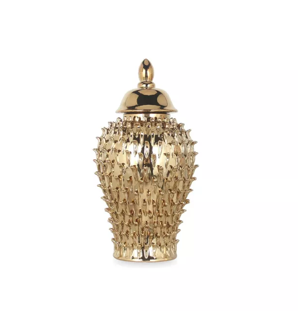 100% Modern Glam Artisan Ceramic SPIKES BECCA Ginger Jars GOLD 9.4x9.4x18.9