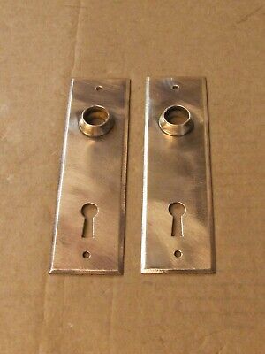 Lot of 2 Vintage Solid Brass  Face  plates w/ Key Hole