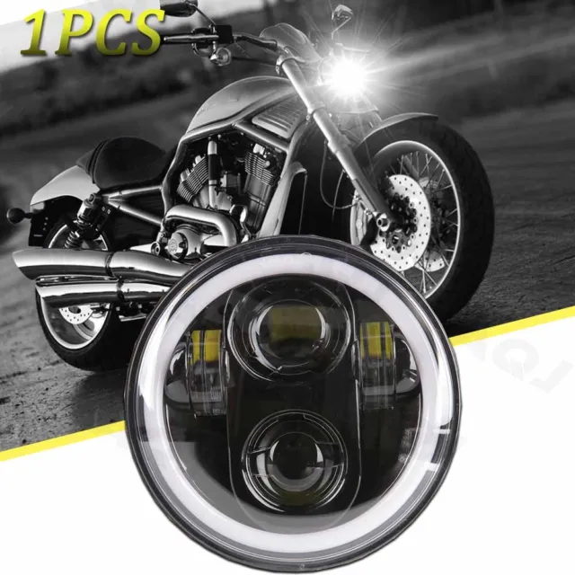 1PCS 5-3/4" 5.75" inch LED Projector Headlight DRL for Motorcycle Motor