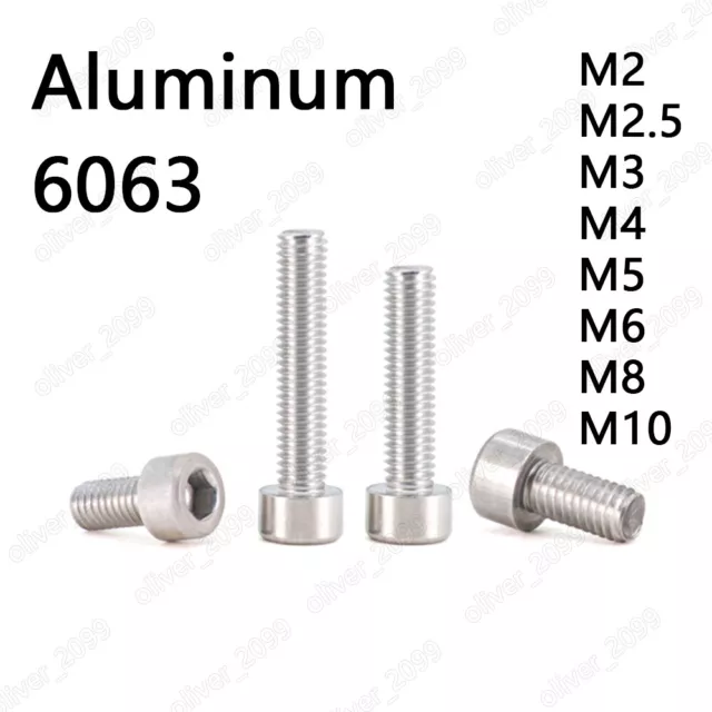 Aluminum Alloy 6063 Allen Bolts Hex Socket Cap Head Screws M2 M3 M4 M5 M6 M8 M10