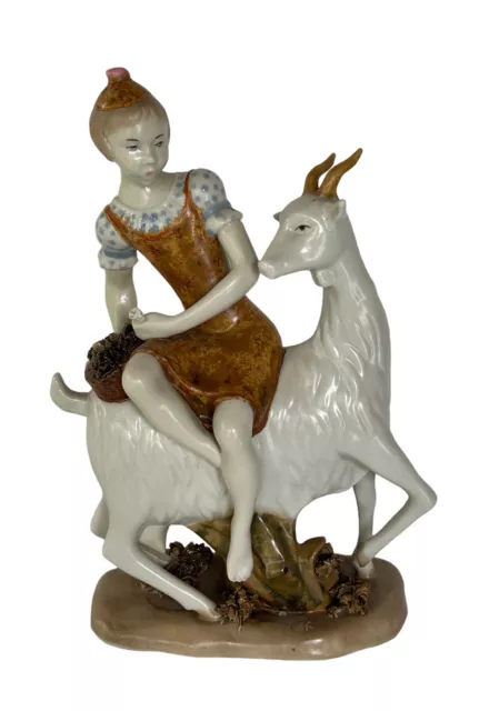 Vintage  NALDA Woman Goat Statue Figurine Spain Lladro Brothers RARE