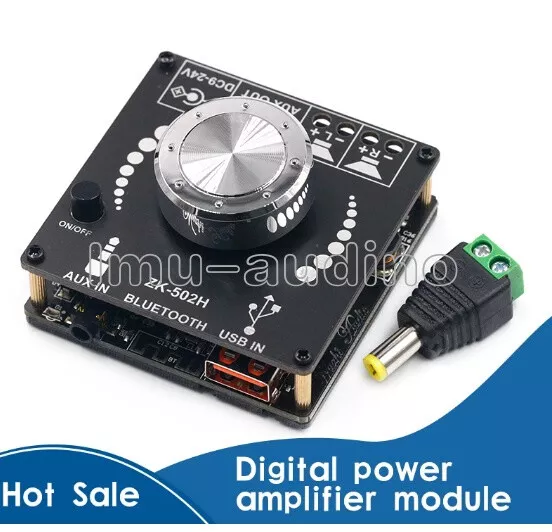 ZK-502H HIFI Bluetooth 5.0 TPA3116D2 Digital Power Amplifier Board 50WX2 Stereo