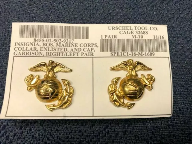 USMC Marine Corps Eagle Globe Anchor Dress 1" EGA badge screwback set s/b