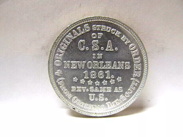 Half Dollar Restrike Coin Confederate C.s.a. In New Orleans  Civil War Csa Unc