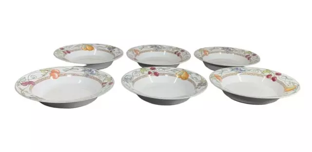 Set of 6 Dansk UMBRIAN FRUITS Rim Soup Bowls 8-3/4" Discontinued