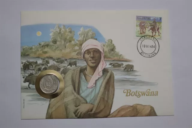 🧭 Botswana 10 Thebe 1984 Coin Cover B53 #96