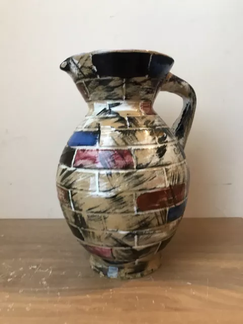 1950s Italian Pottery Fratelli Fanciullacci Brick Jug Vase Mid Century Retro