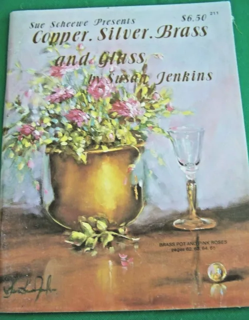 Cobre Plata Latón Y Vidrio De Susan Jenkins 1989 Pintura Tole Scheewe Roses