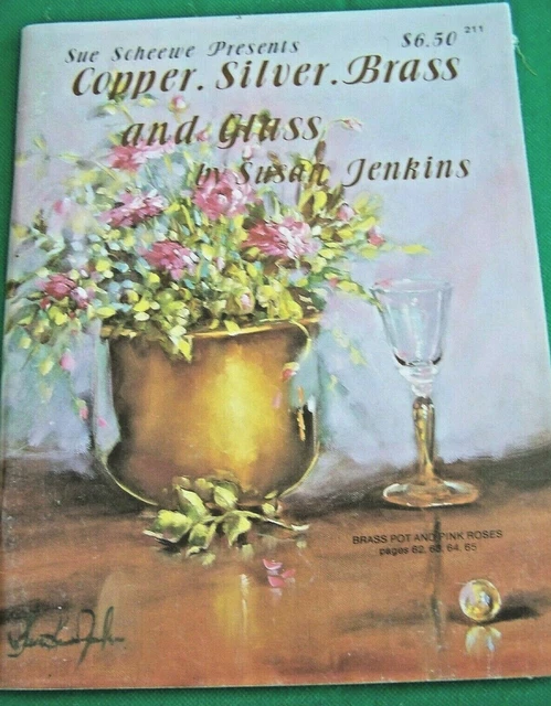 Cobre Plata Latón Y Vidrio De Susan Jenkins 1989 Pintura Tole Scheewe Roses
