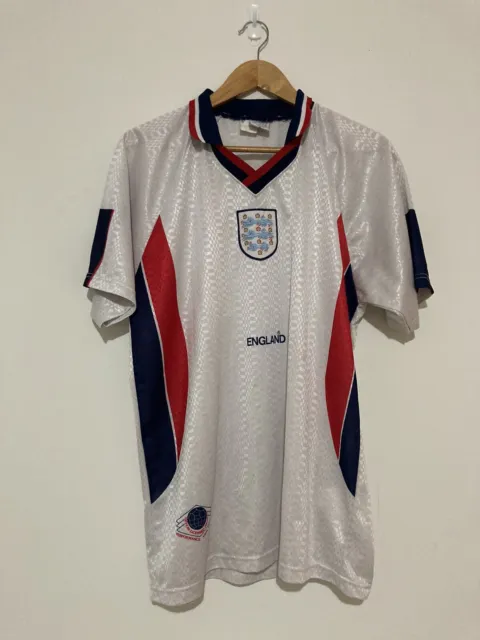 England Vintage Football Soccer Jersey Shirt Size Medium White Vapa Tech