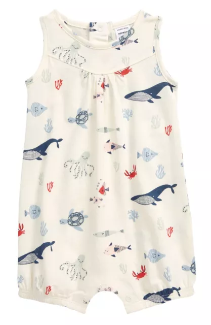 Infant Girl's Nordstrom Print Organic Cotton Knit Romper Size 18M Ivory