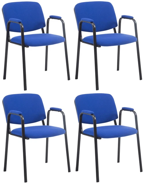 Lot de 4 Chaises de visiteur Ken Pro en Tissu avec Accoudoirs et Pieds en Métal