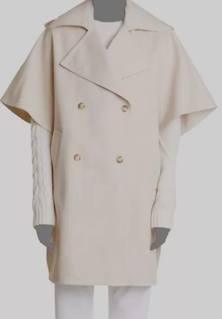 $1246 MAX MARA Women's Beige Cotton 'Gabardine' Italy Cape Jacket Coat ...