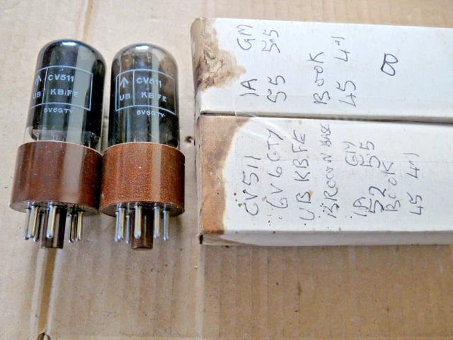 Brimar 6V6GTY CV511 UB KB/FE Matched Pair B  Brown Base NOS Valve Tube  DEC23