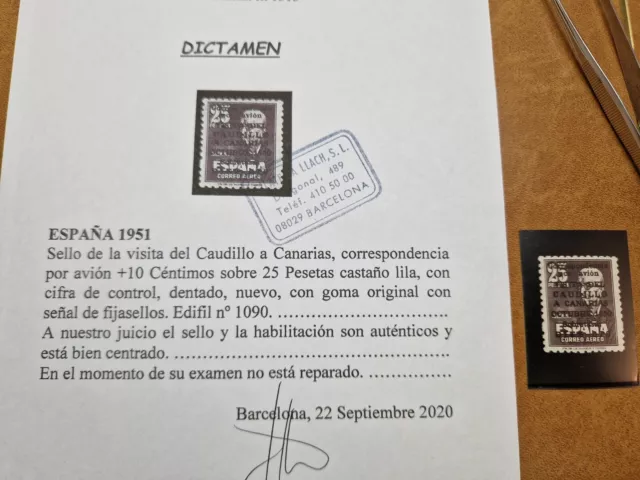 Edifil 1090** 1951 Visita Del Caudillo A Canarias Aéreo De Lujo Excelente Pieza