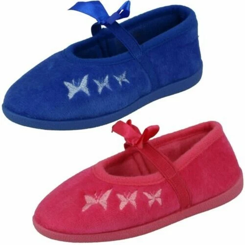 Bambine Spot On Pantofole Con Farfalla Cuciture