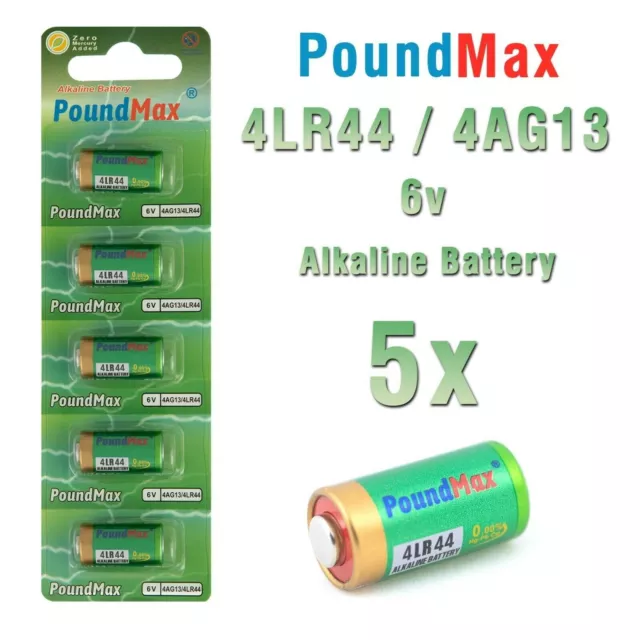 5 X  Super 4LR44, 4G13,476A, PX28, L1325, A544, 6v PoundMax Alkaline Battery