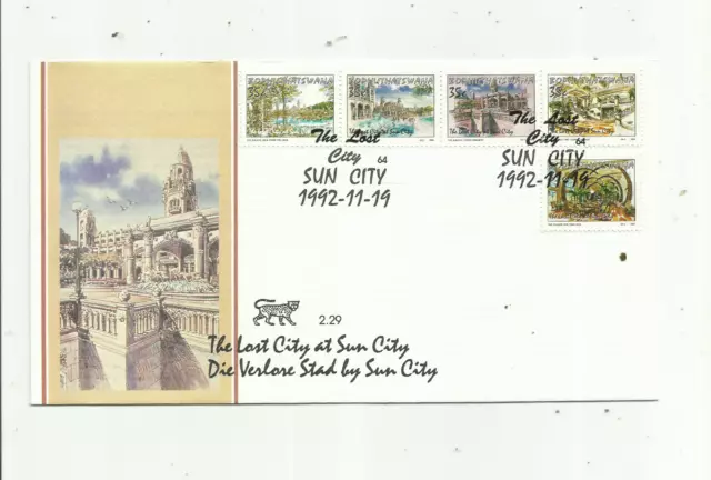 Bophuthatswana . 19/11/1992 .  The Lost City at Sun City . First Day Cover