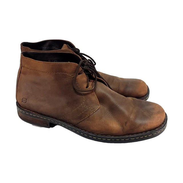 BORN HARRISON CHUKKA Boots Brown Leather Lace Up Shoes Desert Mens Size