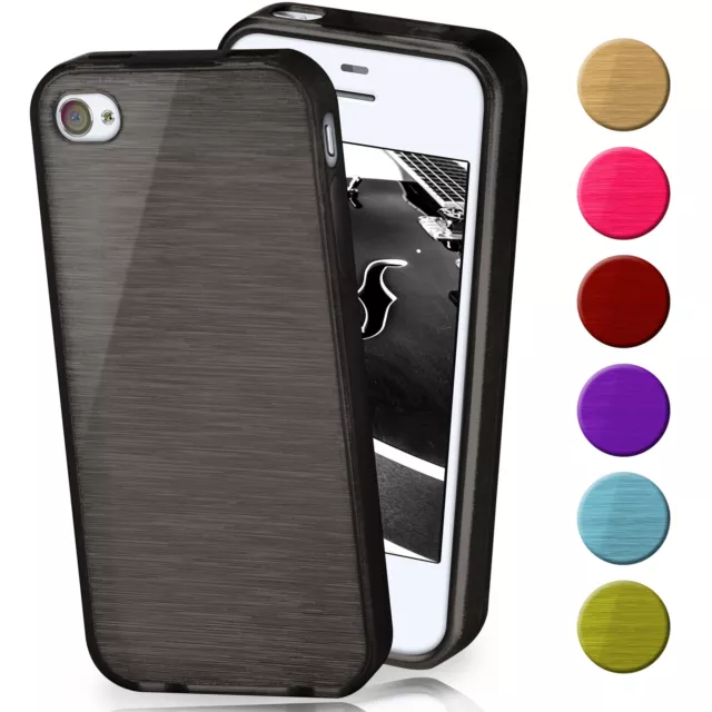 Hülle für Apple iPhone 4S / iPhone 4 Case Cover Silikon Schutzhülle TPU Brushed