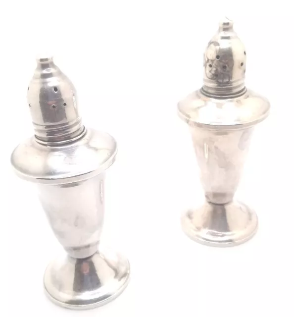 Vtg Duchin Sterling Silver Weighted Salt Pepper & Shakers - Glass Liners