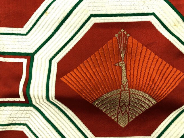 6431960: Japanese Kimono / Antique Nagoya Obi / Woven Peacock