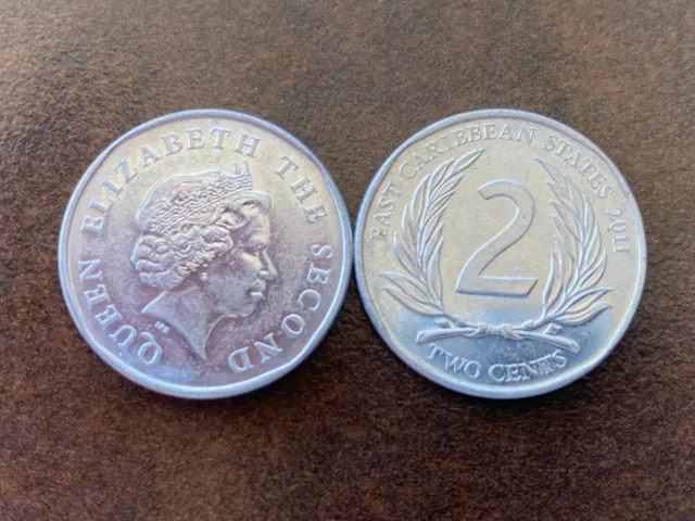 Pièce de monnaie coin EASTERN CARIBBEAN BANK 2 CENTS 2011 ELIZABETH II UNC NEW