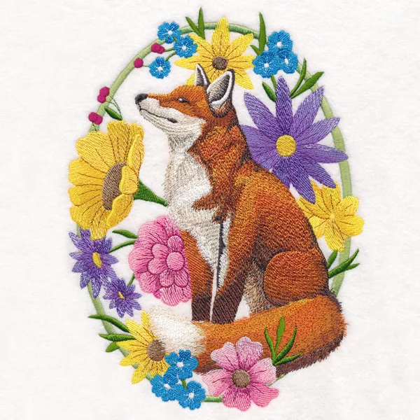 Embroidered Long-Sleeved T-Shirt - Woodland Whimsy Fox M14940 Sizes S - XXL