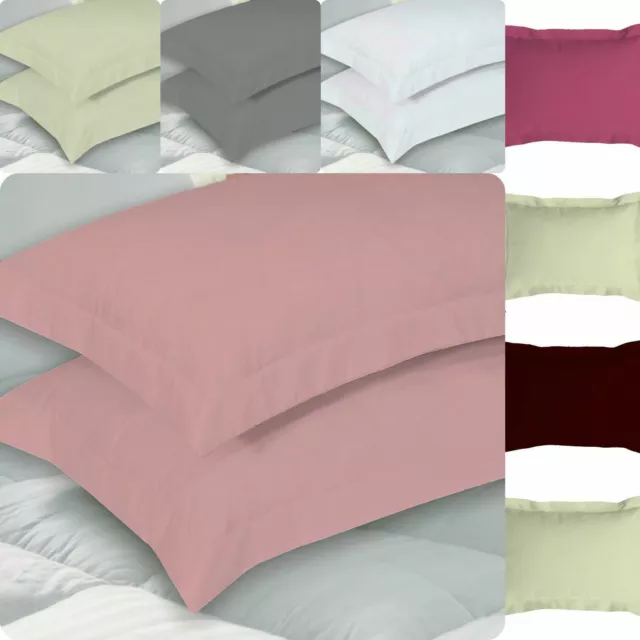 2X Oxford Pillow Cases Pillow Shams Cotton Pair Pack Plain Bedroom Pillow Covers