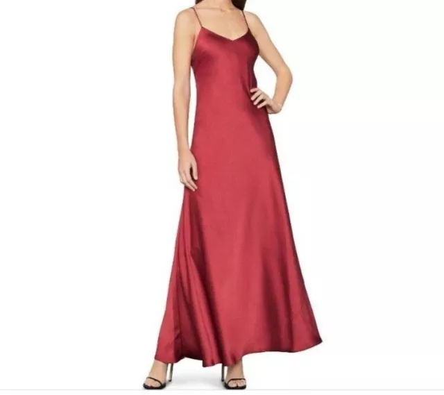 Brand New BCBGMAXAZRIA Red Open-Back Satin Slip Dress, Size 12