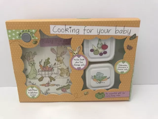 Baby Food Recipe Book and Storage Containers Cute as a Button New