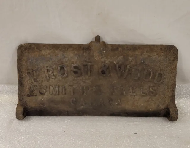 Old Cast Iron Frost & Wood ~ Smith’s Falls Canada Horse Drawn Mower Toolbox Lid
