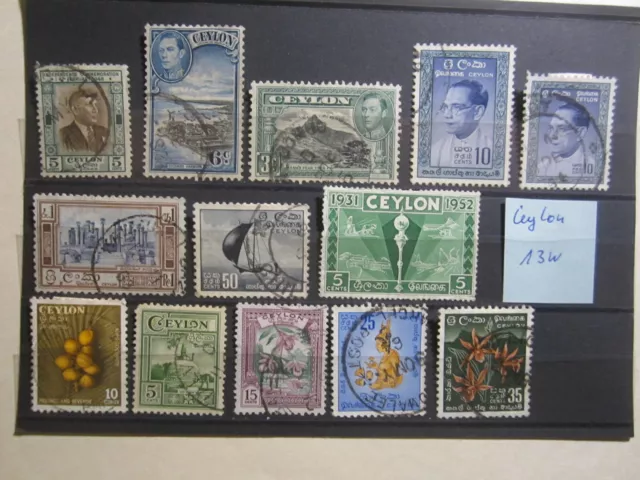 Ceylon - kl. Lot von 13 Werten, o