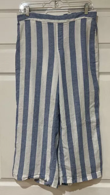 Old Navy women’s size 10 Blue & white linen stripe wide leg pants