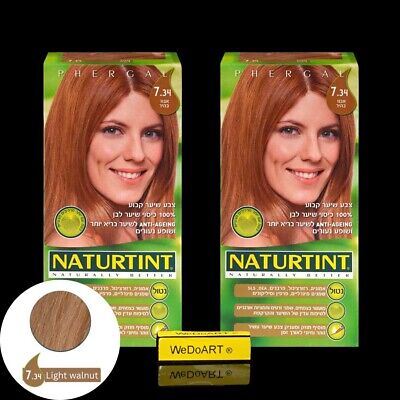 Paquete de 2 Naturtint color de cabello permanente 7,34 claro nogal