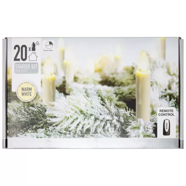 20er-Set LED-Kerzen Weihnachtsbaum-Beleuchtung Kabellos mit Fernbedienung XMAS 3