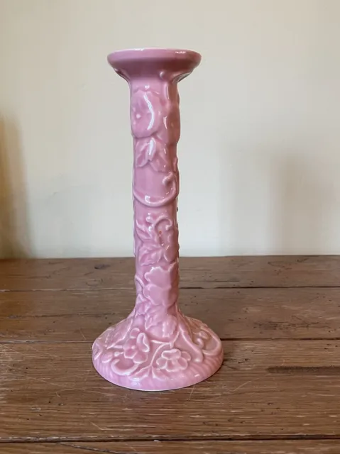 Bordello Pinheiro Portugal Pink Candle Holder With Flowers & Vines Vintage