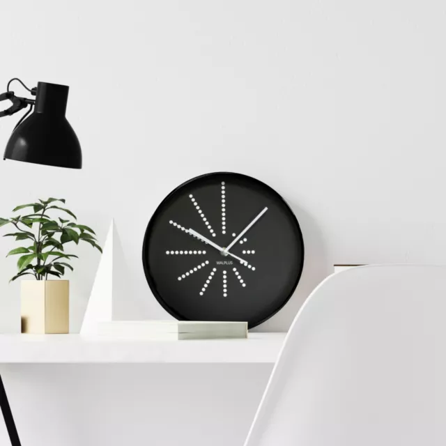 Black Walplus Dots Design Wall Mounted Clock Home Office Decors Minimalist Gifts