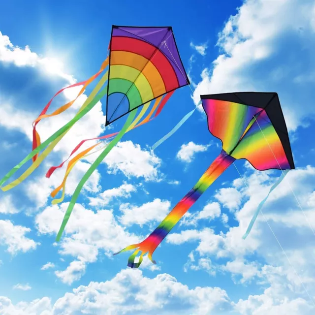 2 Pack-Kites for Children&Adult, Large Rainbow Delta &Huge Colorful Diamond Kite