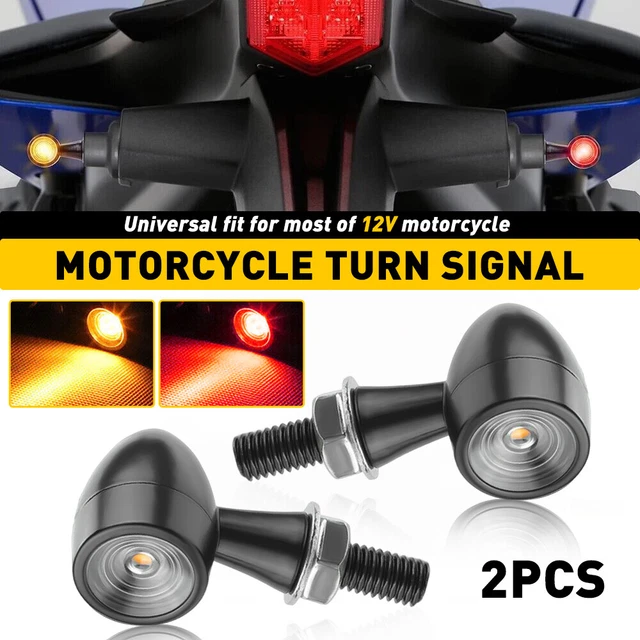 2x Clear Motorcycle LED Bullet Mini Turn Signal Brake Light Amber+Red Universal