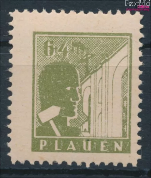 Briefmarken Plauen im Vogtland 1945 Mi 3w glatter Gummi, grobes Papier po (10348