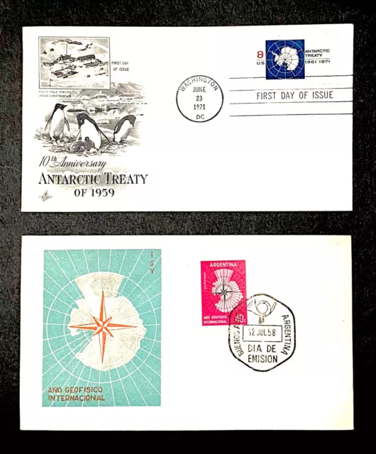 StampTLC Argentina 677 IGY 1958 US 1431 Science Space Polar Map Antarctica FDC