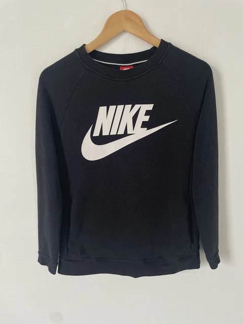 Nike Rally Crew Sweatshirt Small Jumper Logo Swoosh Print Black