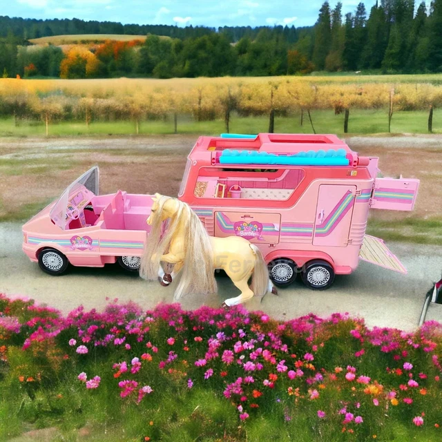 Barbie Luxury Trailer Horse Trailer Horse Van + Horse / Mattel 1993