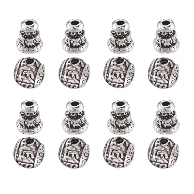 10 Set Tibetan Silver Alloy Metal Round Beads 10mm Mini Cone Loose Spacer Craft
