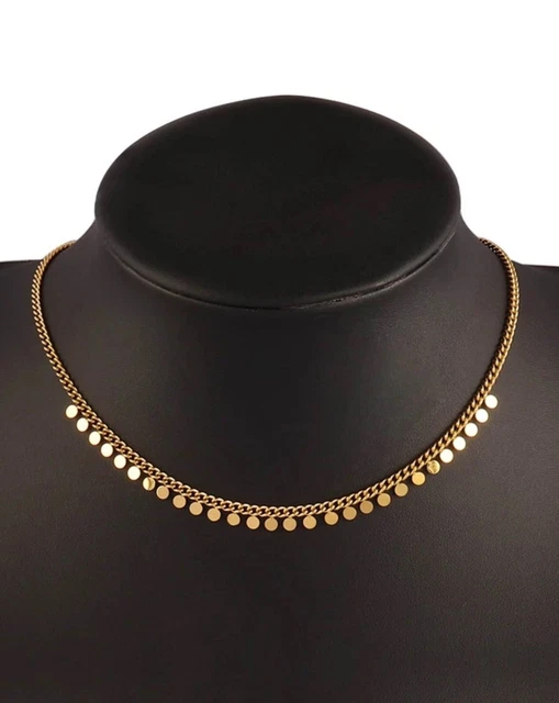 Collier Ras Du Cou Réglable - Chaîne En Acier Inoxydable Doré - Pendentif Feuille - Neuf Sans Emballage